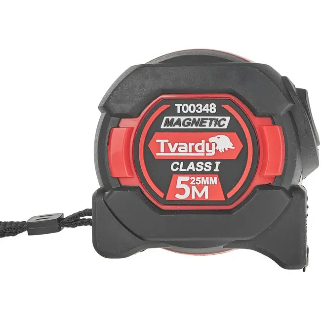 Tvardy Dubbelzijdige meetlint met magneet en autostop - 5m/25mm - Klasse 1 nauwkeurigheid - 6 stuks
