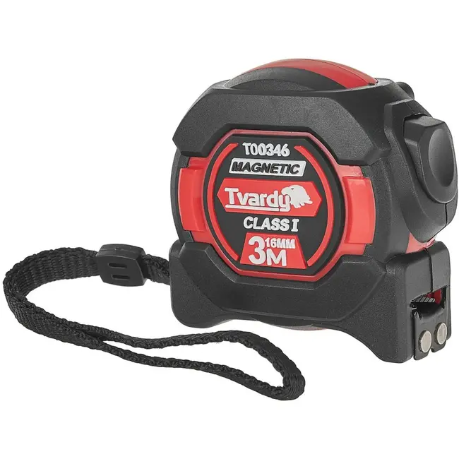 Tvardy Dubbelzijdige meetlint - magnetisch - autostop - 3m - 16mm - klasse 1 nauwkeurigheid - 12 stuks
