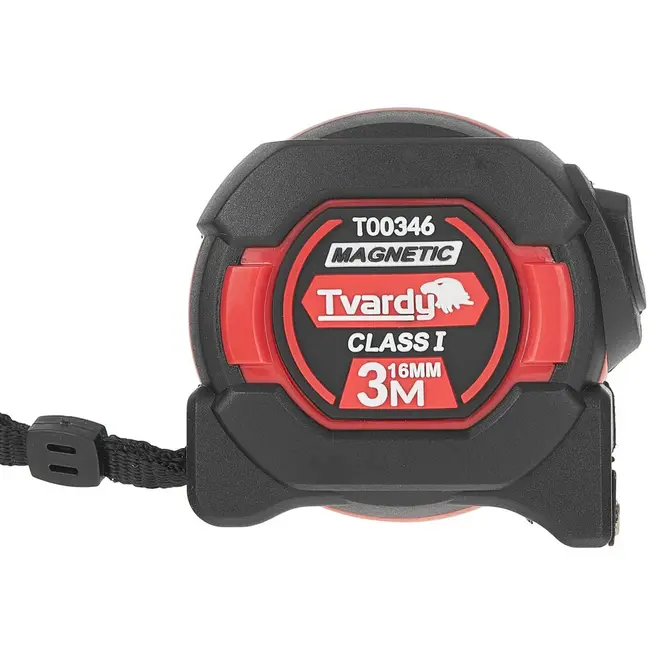 Tvardy Dubbelzijdige meetlint - magnetisch - autostop - 3m - 16mm - klasse 1 nauwkeurigheid - 12 stuks