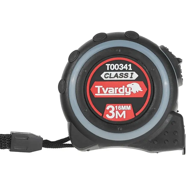 Tvardy Dubbelzijdige meetlint - 3m lengte - 16mm breedte - Klasse 1 nauwkeurigheid - Rubber behuizing