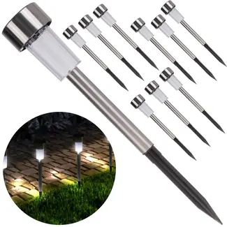 Keltin Solar tuinlampen - Compacte spikes - Neutraal wit licht - Weerbestendig - Set van 10 stuks