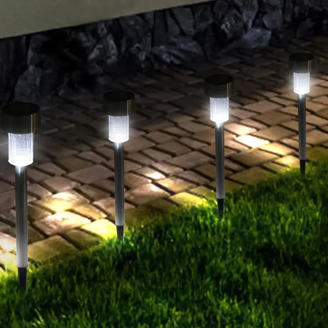 Keltin Solar tuinlampen - Compacte spikes - Neutraal wit licht - Weerbestendig - Set van 10 stuks