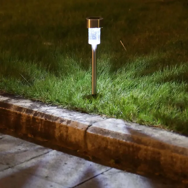 Keltin Solar tuinlampen - Compacte spikes - Neutraal wit licht - Weerbestendig - Set van 10 stuks