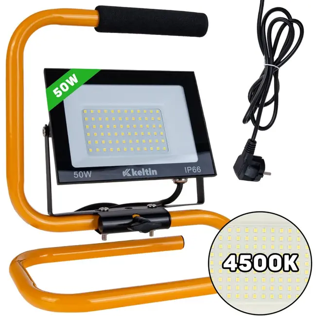 Keltin LED bouwlamp - 50W - verstelbare standaard - neutraal wit 4500K - IP66 bescherming