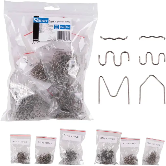 GEKO Plastic laspistool nietjes - 600 stuks - veelzijdige reparatieset