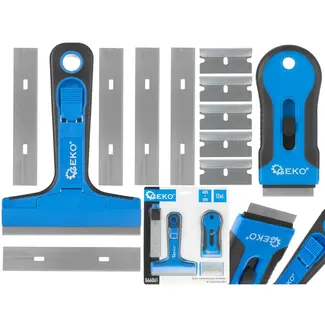 GEKO Glasreinigingsset - 12-delig - Duurzaam ABS + TPR - Vervangbare koolstofstalen messen