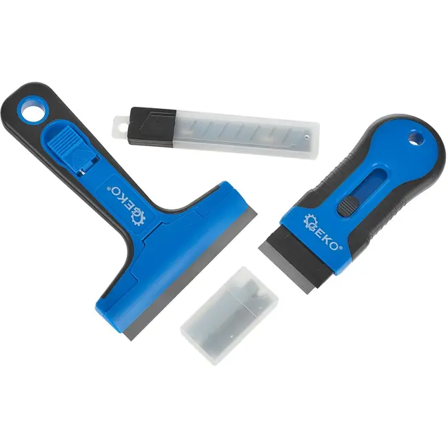 GEKO Glasreinigingsset - 12-delig - Duurzaam ABS + TPR - Vervangbare koolstofstalen messen