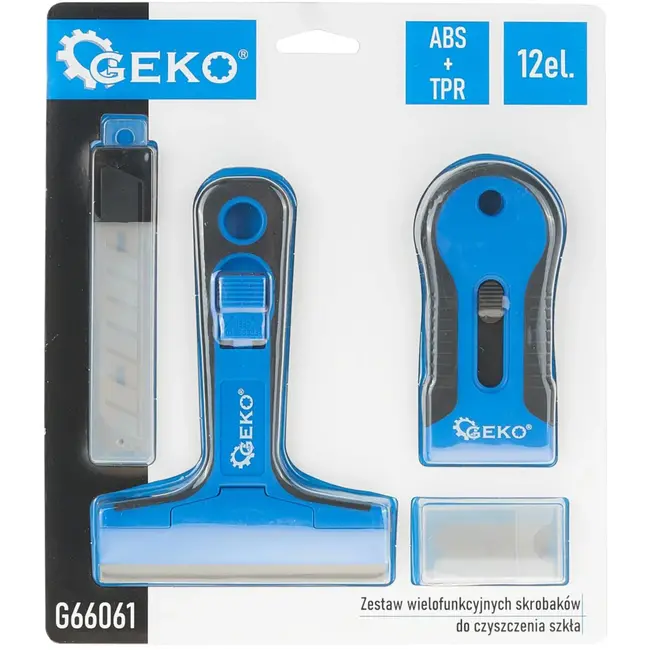 GEKO Glasreinigingsset - 12-delig - Duurzaam ABS + TPR - Vervangbare koolstofstalen messen