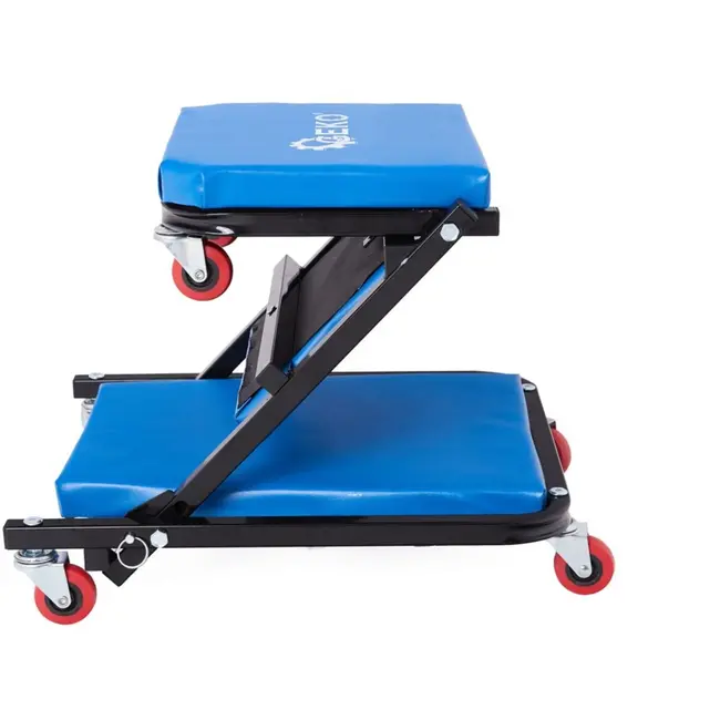 GEKO Opvouwbare werkplaatskruk en ligbed - 2-in-1 - Verstelbare rugleuning - Stalen frame - 930x420x120 mm
