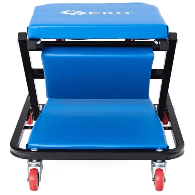 GEKO Opvouwbare werkplaatskruk en ligbed - 2-in-1 - Verstelbare rugleuning - Stalen frame - 930x420x120 mm