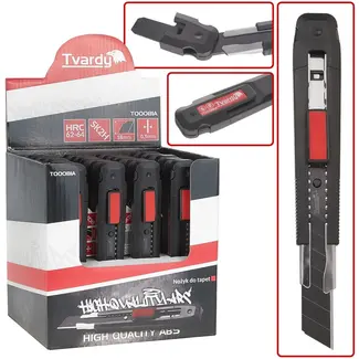 Tvardy Utility mes - Uitschuifbaar - SK2H staal - 8-segment - ABS kunststof - 165 mm - 24 stuks displaybox