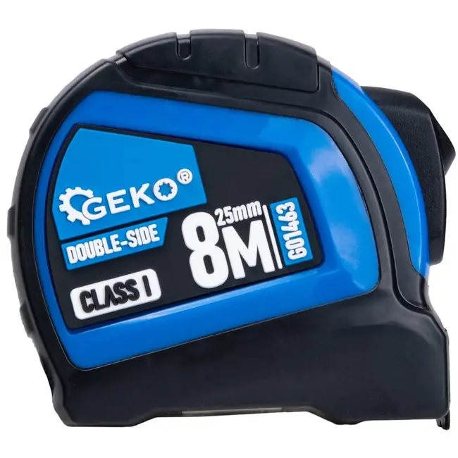 GEKO Dubbelzijdige meetlint - Autostop - 8m x 25mm - Rubberen behuizing - Klasse I nauwkeurigheid - 6 stuks