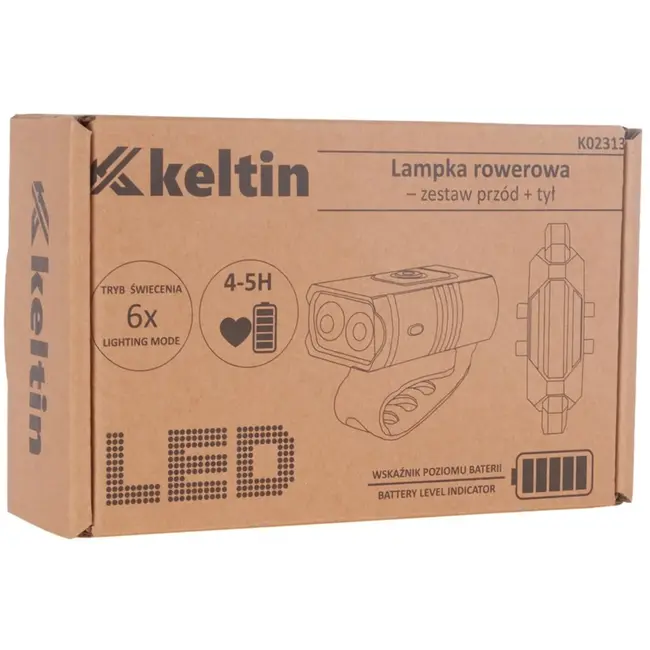 Keltin Waterdichte fietsverlichtingsset - 800lm voorlicht & 120lm achterlicht - USB oplaadbaar - IPX4 bescherming