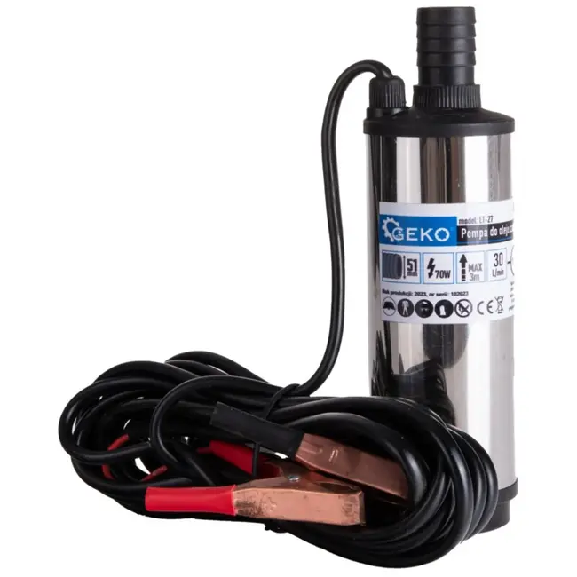 GEKO 12V olie pomp - 51mm - 4m slang - met pistool en filter