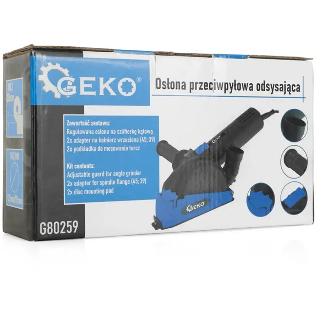 GEKO Stofkap voor haakse slijper - verstelbare diepte - 115/125mm - lichtgewicht kunststof