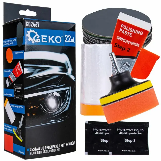 GEKO 22-delige koplamp herstelset - Compleet - Langdurige bescherming - Eenvoudig zelf te gebruiken