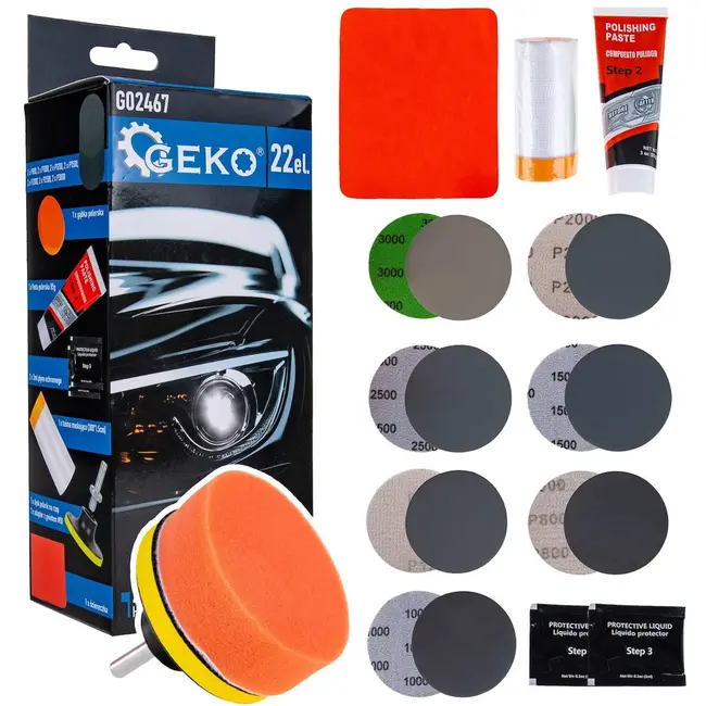 GEKO 22-delige koplamp herstelset - Compleet - Langdurige bescherming - Eenvoudig zelf te gebruiken