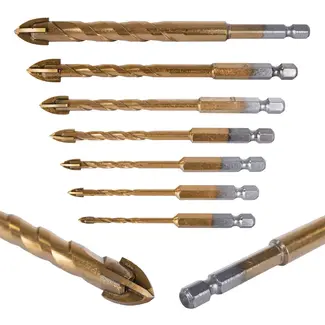 GEKO 7-delige boorenset - Glas en Keramiek - Tungsten Carbide - 3 tot 12 mm