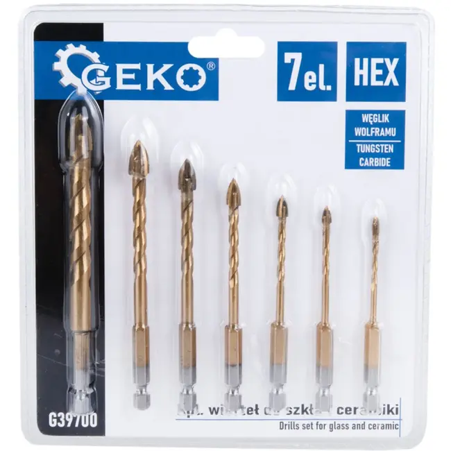 GEKO 7-delige boorenset - Glas en Keramiek - Tungsten Carbide - 3 tot 12 mm