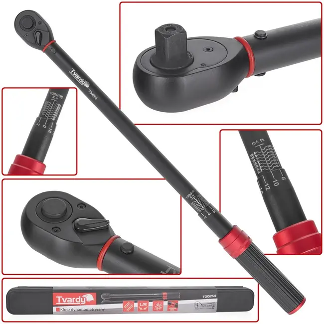 Tvardy Momentsleutel 1/2" - 50-330 Nm - Bidirectioneel - Hoge Precisie - 565 mm - Poedercoating