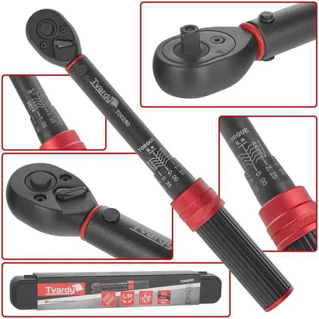 Tvardy Kleine momentsleutel - Precisie 5-25 Nm - Chromoly staal - 240 mm - Bi-directionele meting