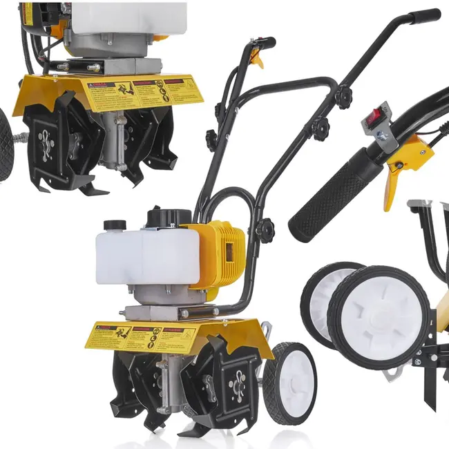 GEKO Benzine tuinfrees - 28 cm werkbreedte - 4 messen - 5-10 cm diepte - 52cc motor