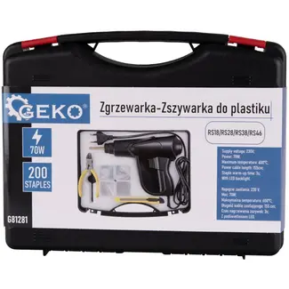 GEKO Plastic laspistool set - 70W - LED verlichting - Inclusief 200 nietjes - Snelle opwarming