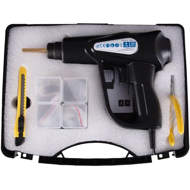 GEKO Plastic laspistool set - 70W - LED verlichting - Inclusief 200 nietjes - Snelle opwarming