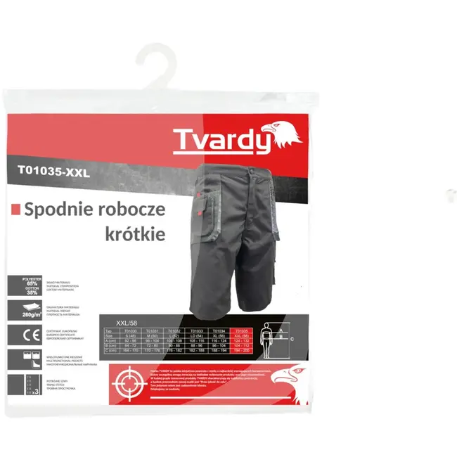 Tvardy Korte werkbroek - XXL - Comfortabel en duurzaam - Veel zakken - Verstelbare taille