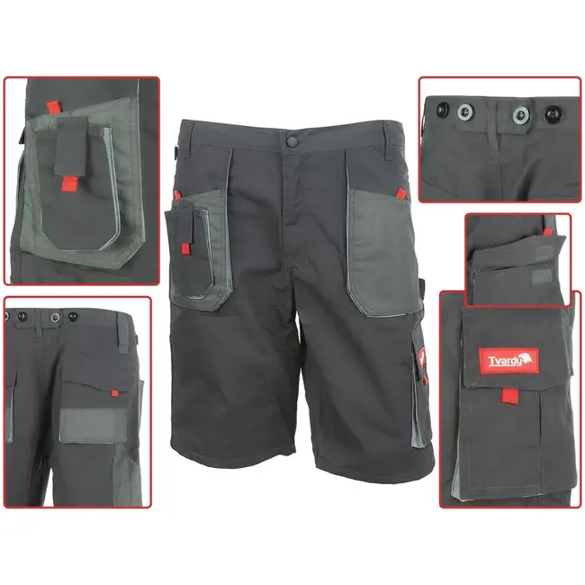 Tvardy Korte werkbroek - XL - Polyester en katoen - Meerdere zakken - Verstelbare taille