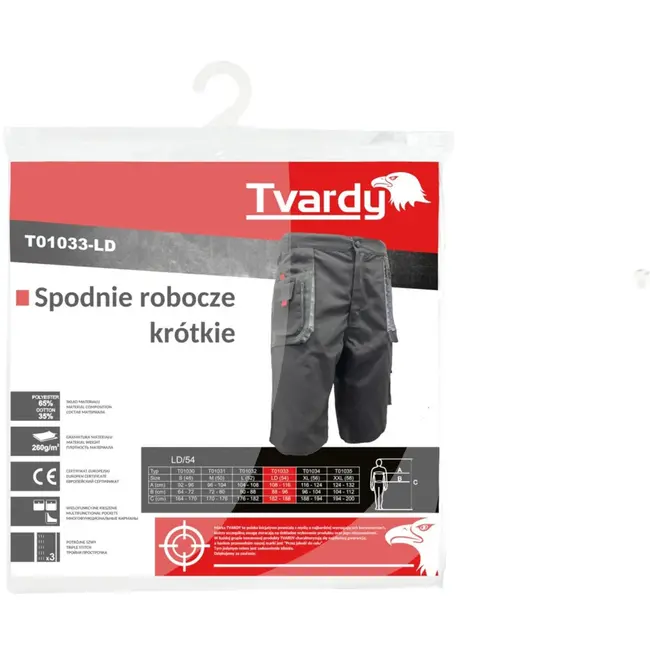 Tvardy Korte werkbroek - duurzaam - verstelbare taille - veel zakken - maat LD