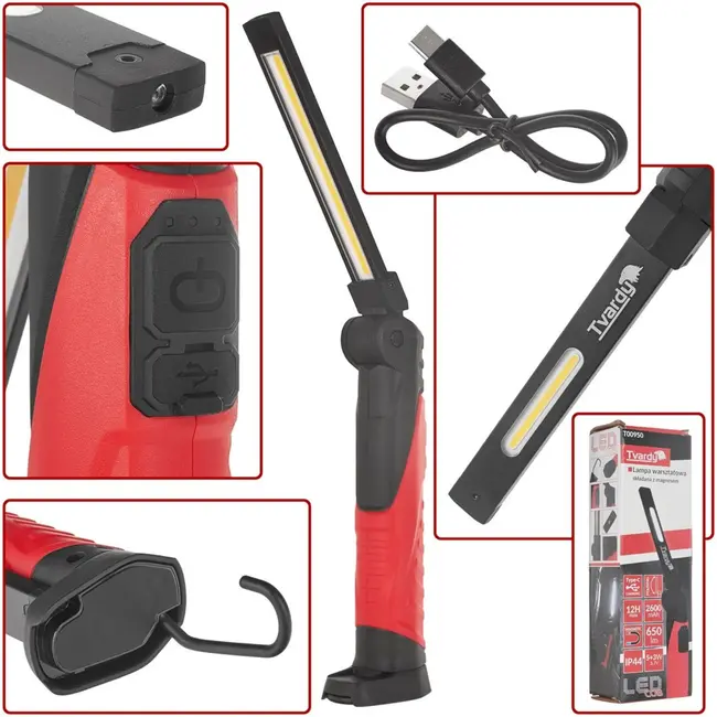 Tvardy Opvouwbare werkplaatslamp - magnetisch - LED COB - 650 lumen - IP44 - 2600mAh batterij