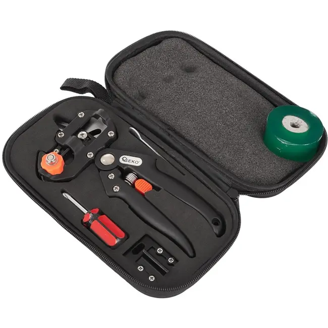 GEKO Gereedschapsset voor enten - ergonomisch - zwart - 3-10 mm - met handige koffer