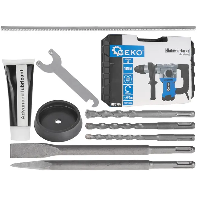 GEKO Rotary hamer - 1010W - 4J impact - SDS Plus - veelzijdige functies