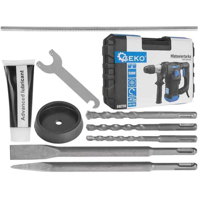 GEKO Rotary hamerboor - 1500W - 6J impact - SDS Plus - 4 standen - Inclusief accessoires