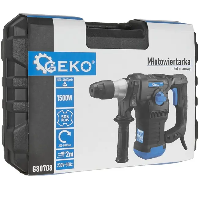GEKO Rotary hamerboor - 1500W - 6J impact - SDS Plus - 4 standen - Inclusief accessoires