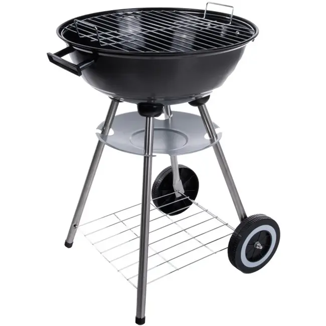GEKO Ronde houtskoolbarbecue - Met deksel - Ø 39 cm rooster - Zwart - Inclusief hoes