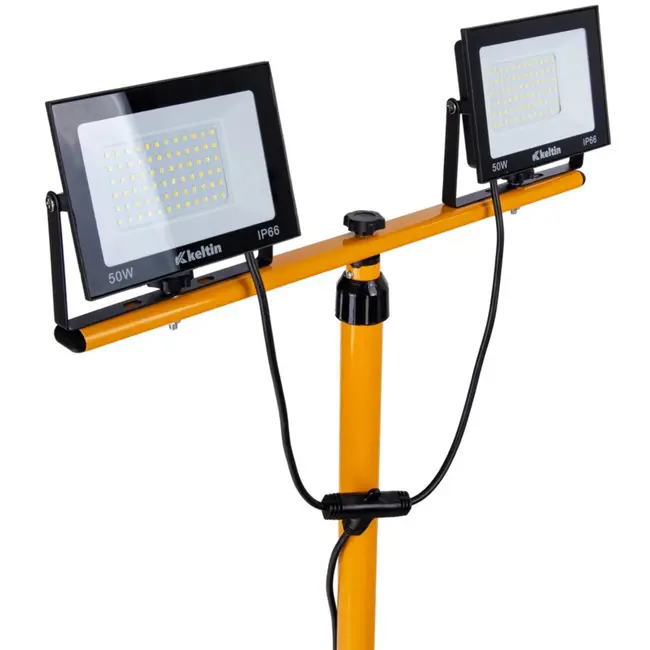 Keltin LED bouwlamp - telescopisch statief - 2x50W - neutraal wit 4500K - verstelbare hoogte 60-160 cm