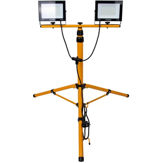 Keltin LED bouwlamp - verstelbare telescoopstandaard - koel wit 6500K - 2x50W - IP66 bescherming