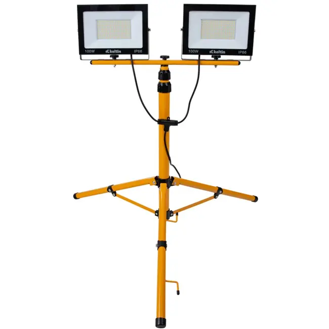 Keltin Telescopische LED-bouwlamp - 2x100W - Neutraal Wit 4500K - Verstelbare Hoogte 60-160 cm - IP66