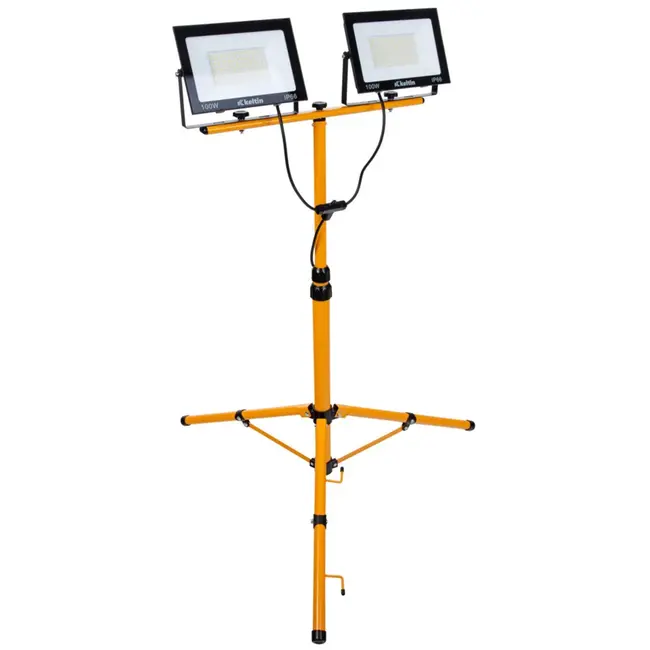 Keltin Telescopische LED-bouwlamp - 2x100W - Neutraal Wit 4500K - Verstelbare Hoogte 60-160 cm - IP66