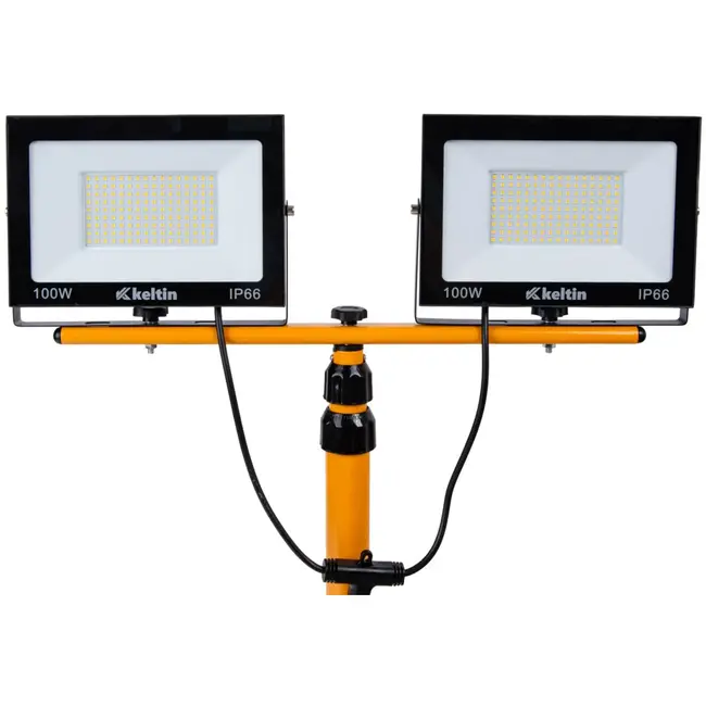 Keltin Telescopische LED-bouwlamp - 2x100W - Neutraal Wit 4500K - Verstelbare Hoogte 60-160 cm - IP66