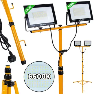 Keltin LED bouwlamp - telescoopstatief - koud wit licht - 2x100W - IP66 bescherming