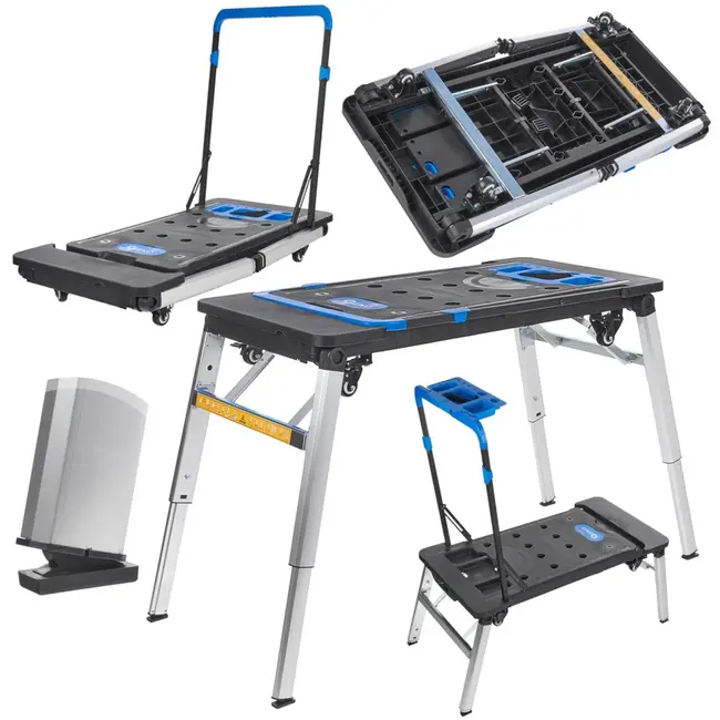 GEKO Multifunctionele werkbank - 7-in-1 - Opvouwbaar - 109x55 cm - Met wielen