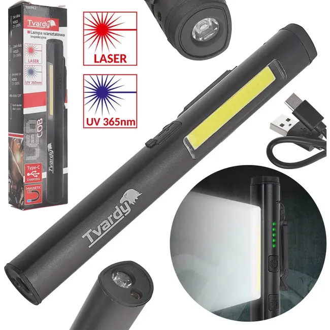 Tvardy Workshop lamp - magnetisch - LED & UV licht - 5W + 3W - 400lm - IP44