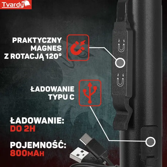 Tvardy Workshop lamp - magnetisch - LED & UV licht - 5W + 3W - 400lm - IP44