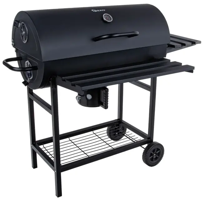 GEKO Barbecue met Thermometer - Vatenmodel - Opvouwbare Planken - Zwart - 71x45 cm Grillrooster
