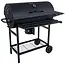 GEKO Barbecue met Thermometer - Vatenmodel - Opvouwbare Planken - Zwart - 71x45 cm Grillrooster