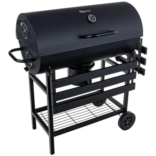 GEKO Barbecue met Thermometer - Vatenmodel - Opvouwbare Planken - Zwart - 71x45 cm Grillrooster