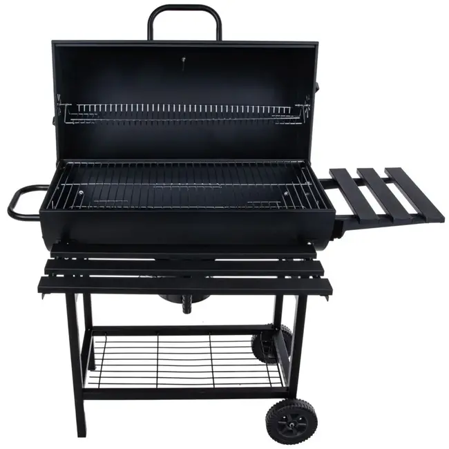 GEKO Barbecue met Thermometer - Vatenmodel - Opvouwbare Planken - Zwart - 71x45 cm Grillrooster